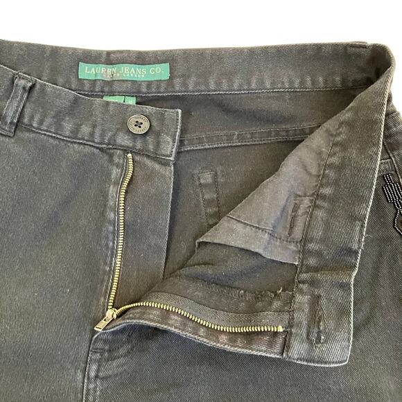 Lauren Ralph Lauren Sz 14 Aztec Beaded Black Pants Jeans Cotton Bootcut Relaxed - Picture 8 of 16